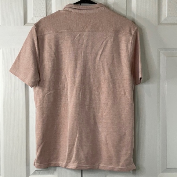 Goodfellow & Co- Men's Short Sleeve Slub Camp Button-Down Shirt Medium Pink Rose - Picture 6 of 9